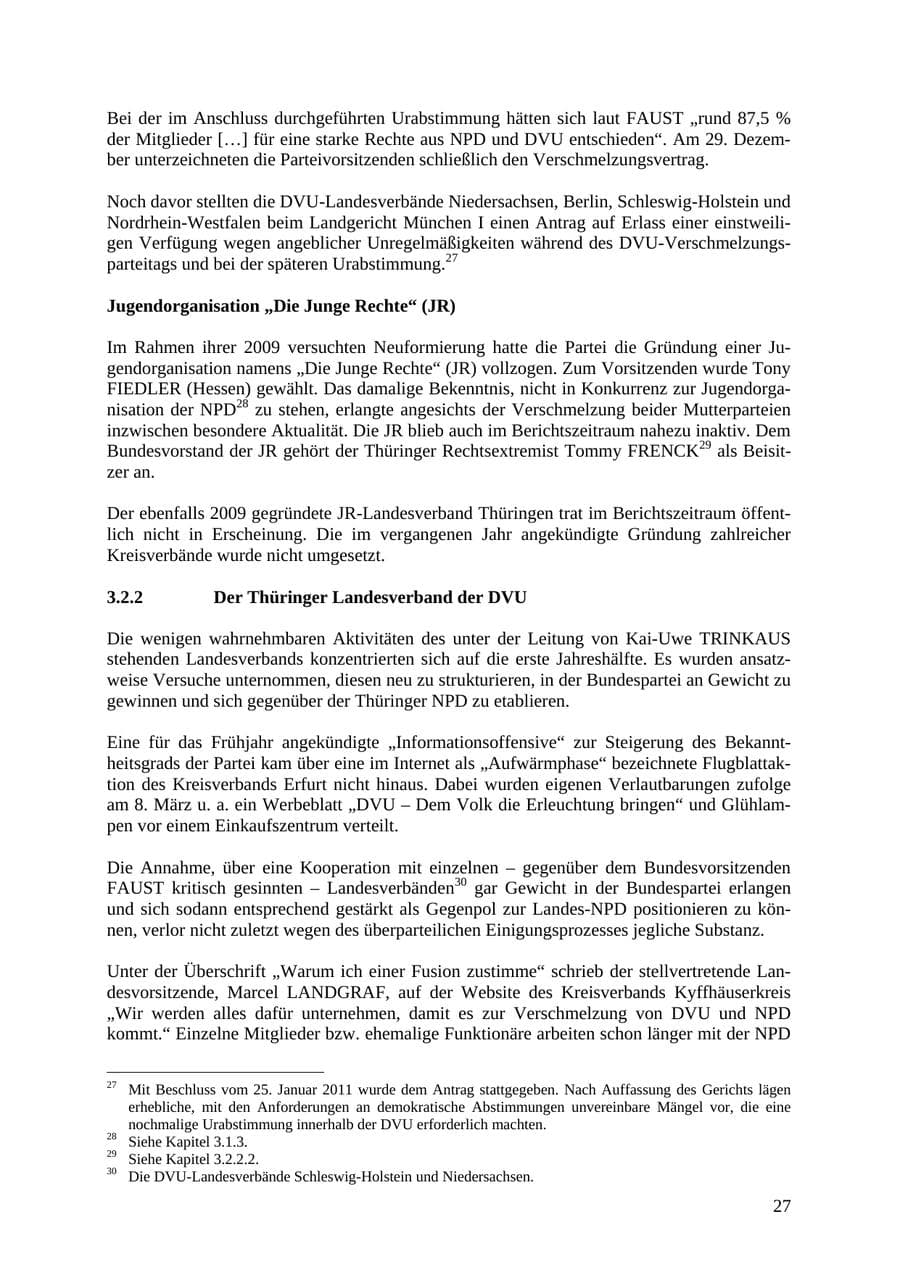 Seite 28 des Verfassungsschutzbericht 2010 Thüringen