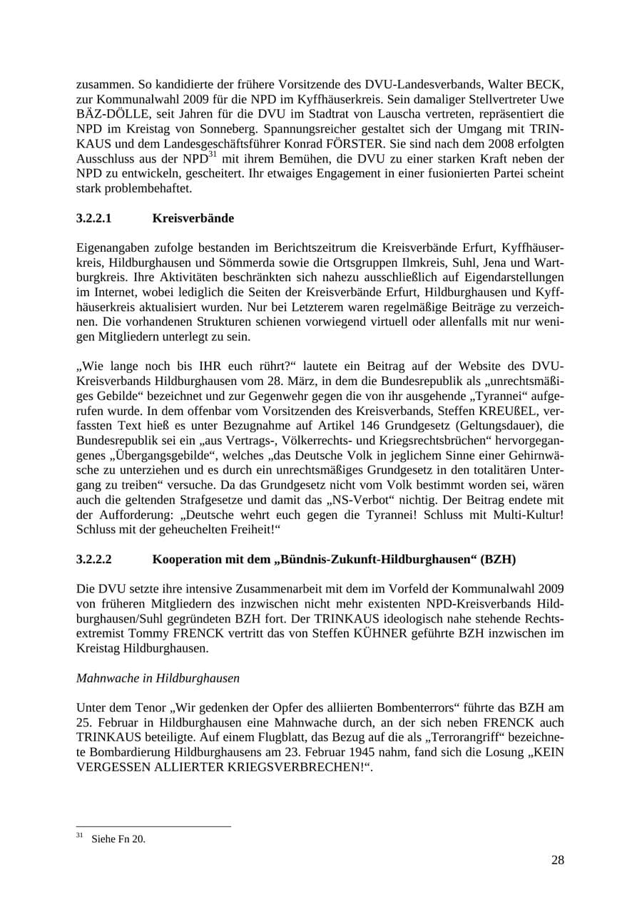 Seite 29 des Verfassungsschutzbericht 2010 Thüringen