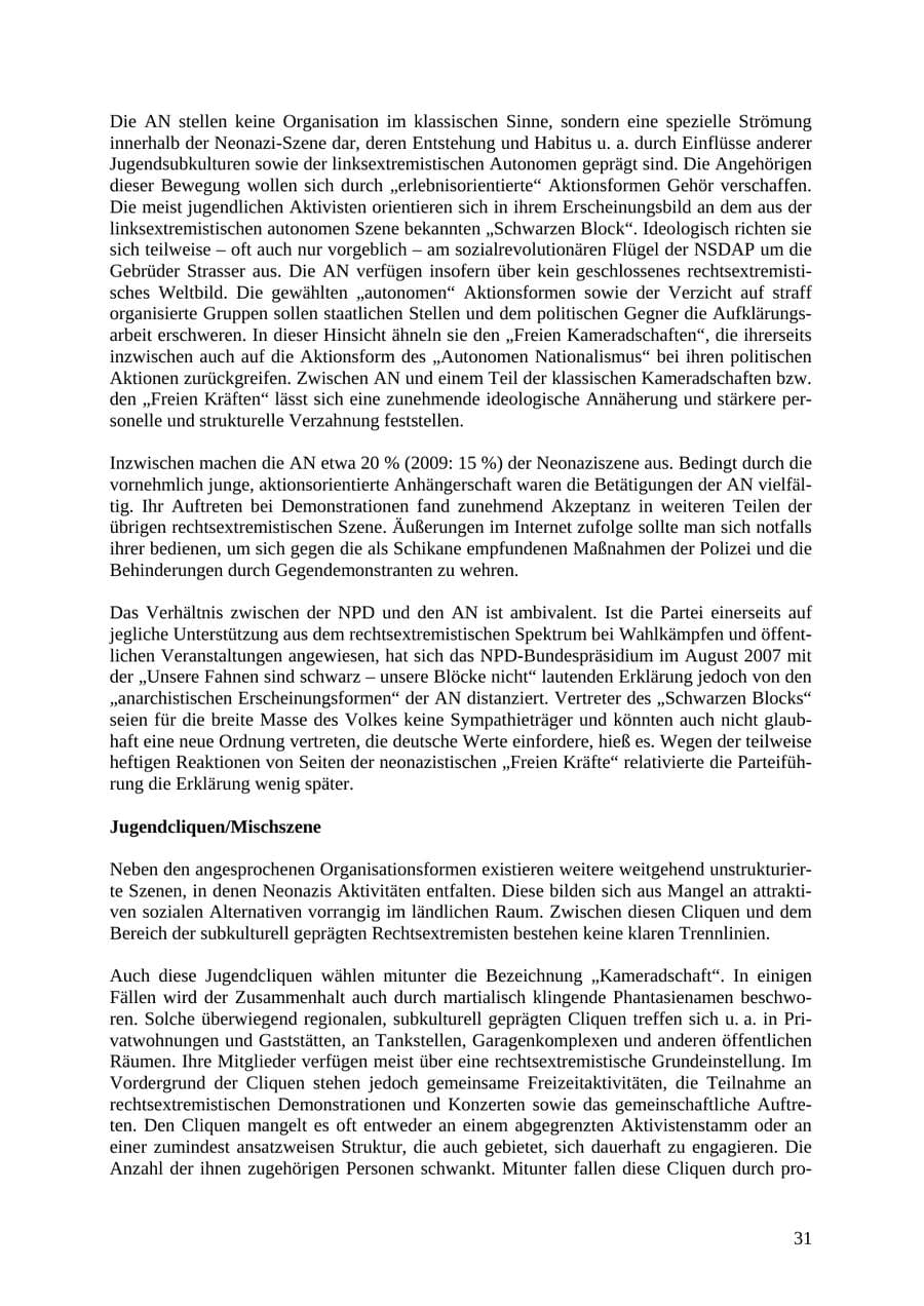 Seite 32 des Verfassungsschutzbericht 2010 Thüringen