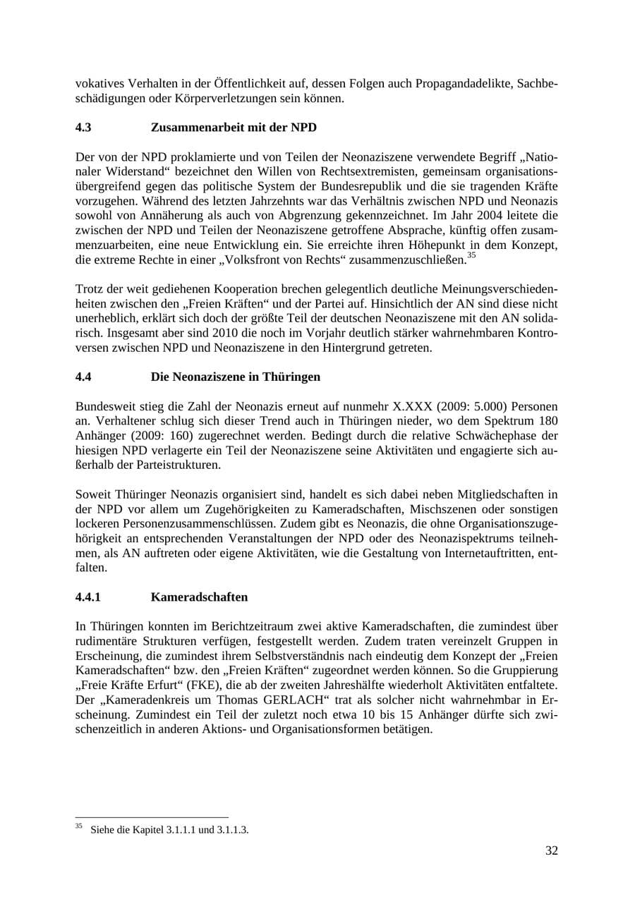 Seite 33 des Verfassungsschutzbericht 2010 Thüringen