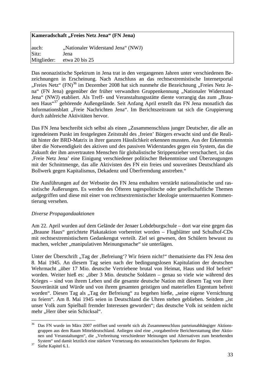 Seite 34 des Verfassungsschutzbericht 2010 Thüringen