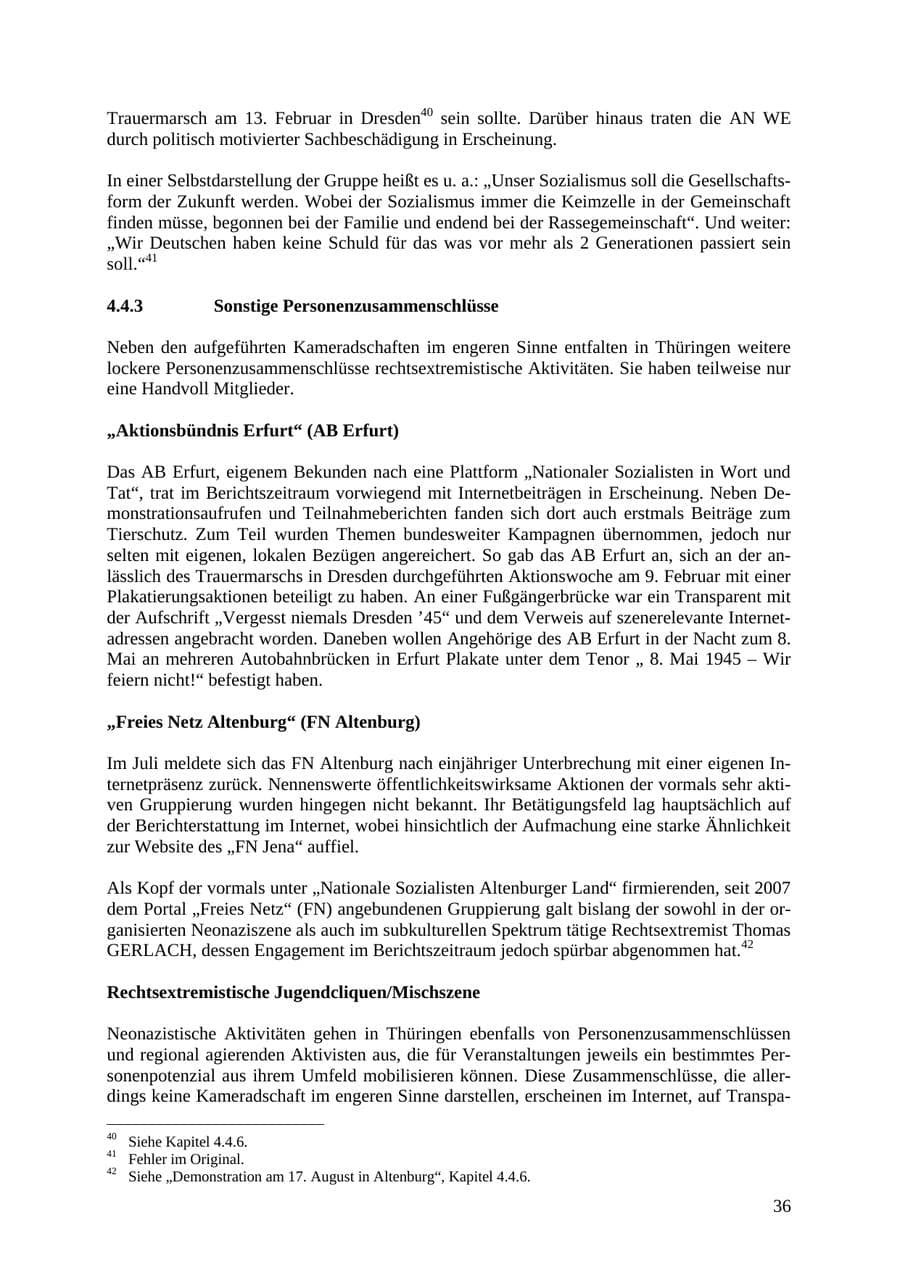 Seite 37 des Verfassungsschutzbericht 2010 Thüringen