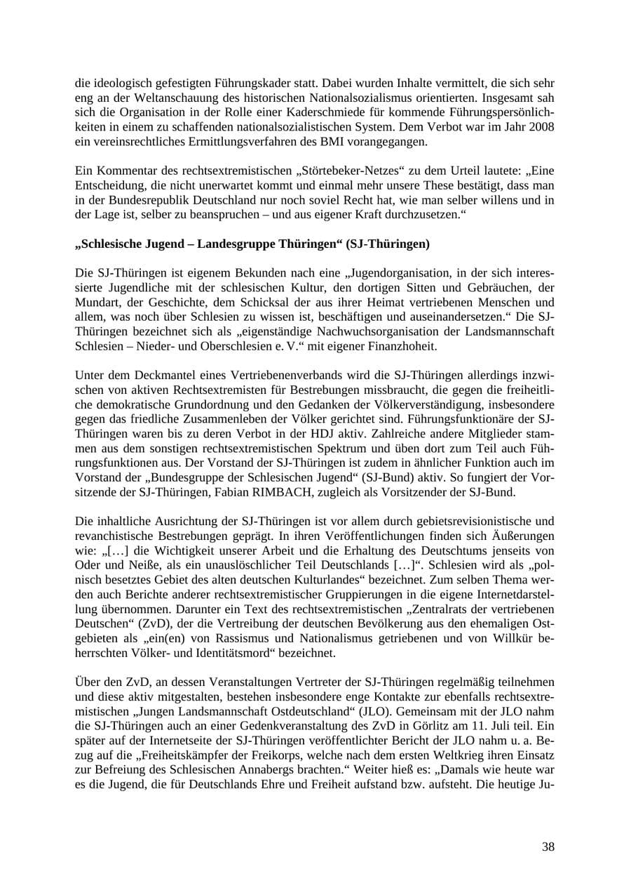Seite 39 des Verfassungsschutzbericht 2010 Thüringen
