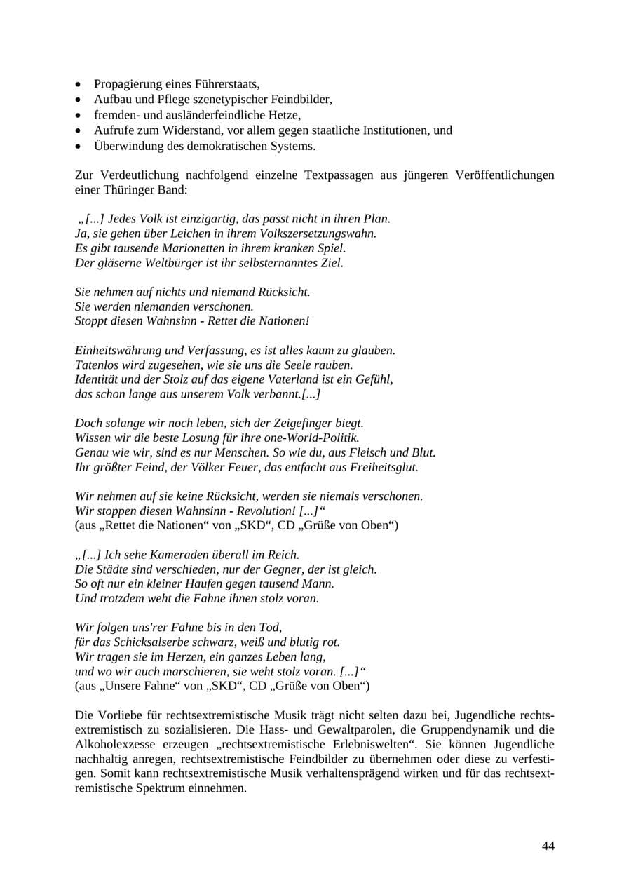 Seite 45 des Verfassungsschutzbericht 2010 Thüringen
