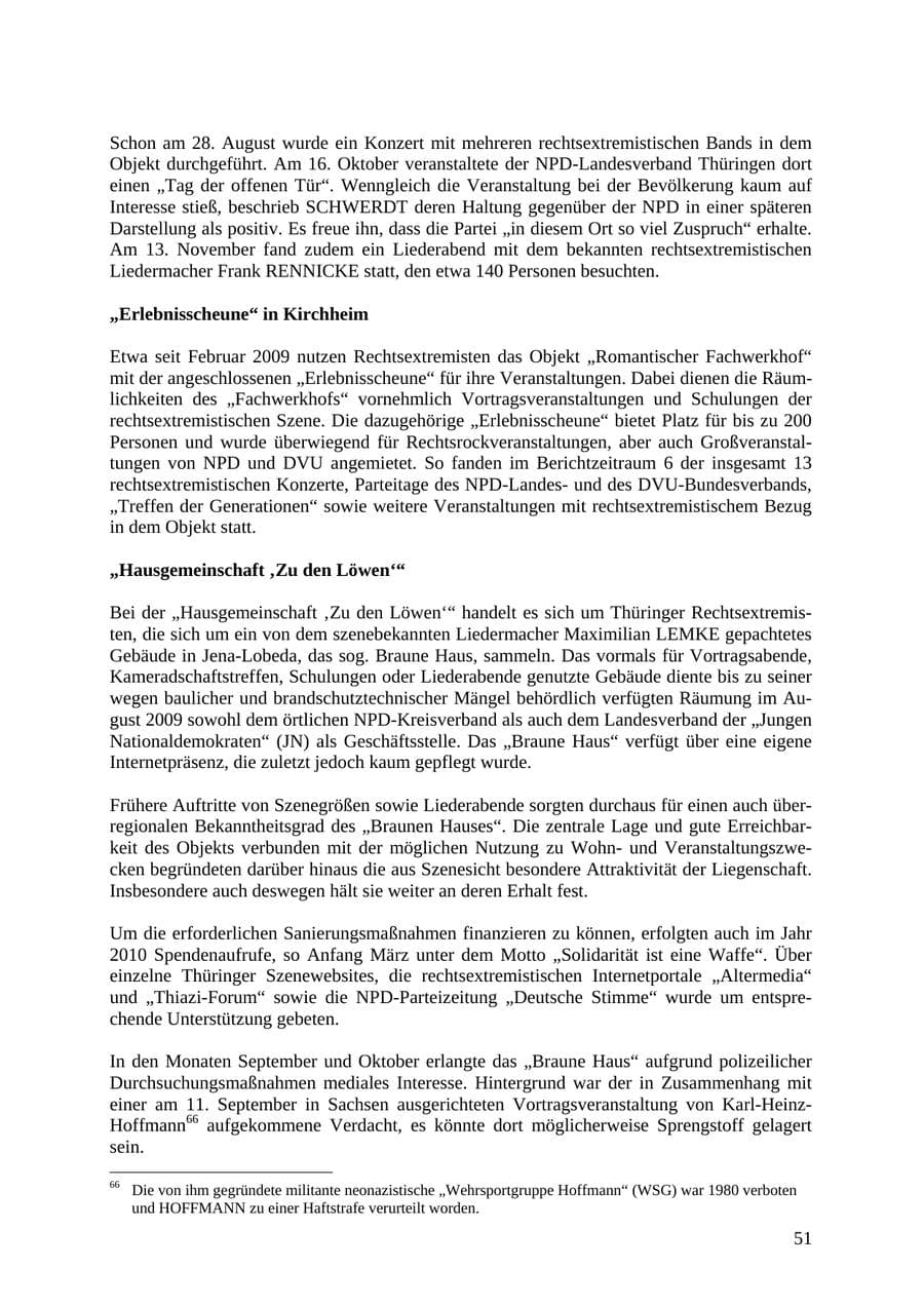 Seite 52 des Verfassungsschutzbericht 2010 Thüringen