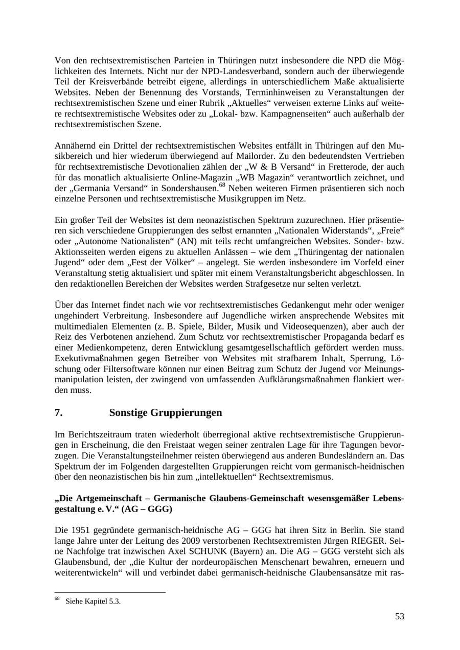 Seite 54 des Verfassungsschutzbericht 2010 Thüringen