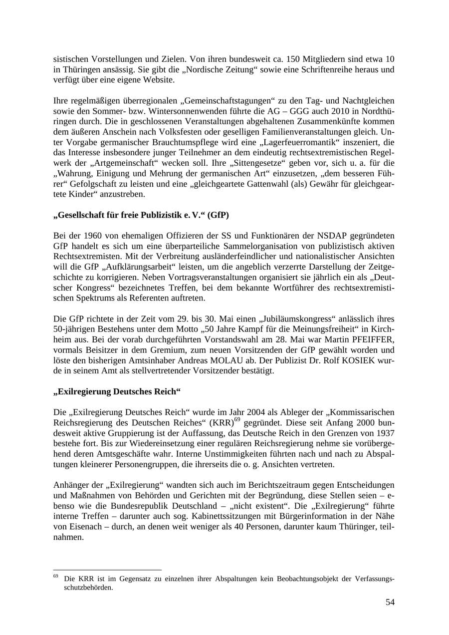 Seite 55 des Verfassungsschutzbericht 2010 Thüringen