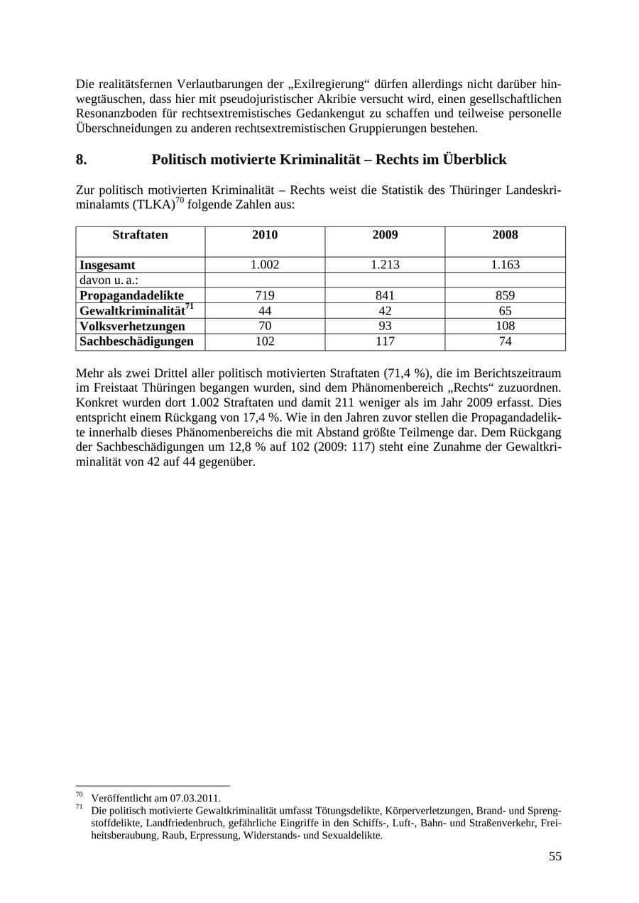 Seite 56 des Verfassungsschutzbericht 2010 Thüringen