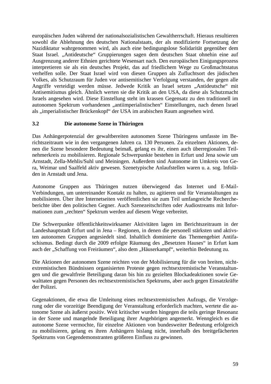 Seite 60 des Verfassungsschutzbericht 2010 Thüringen