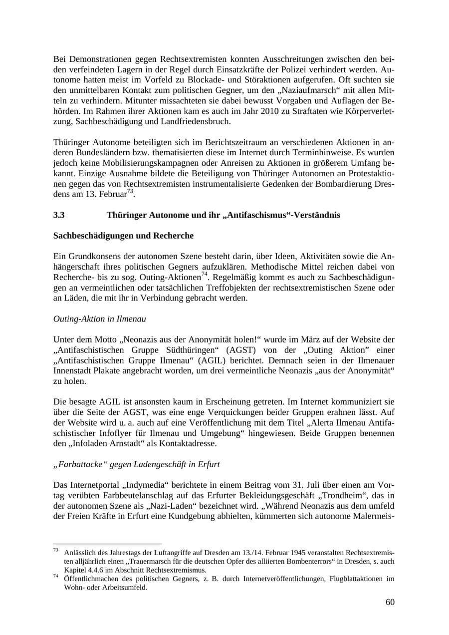 Seite 61 des Verfassungsschutzbericht 2010 Thüringen