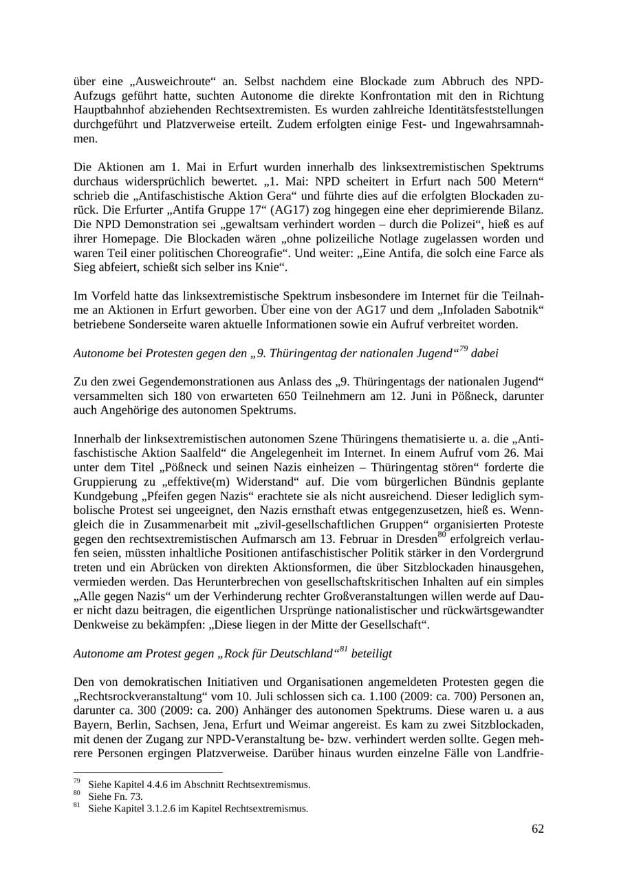 Seite 63 des Verfassungsschutzbericht 2010 Thüringen