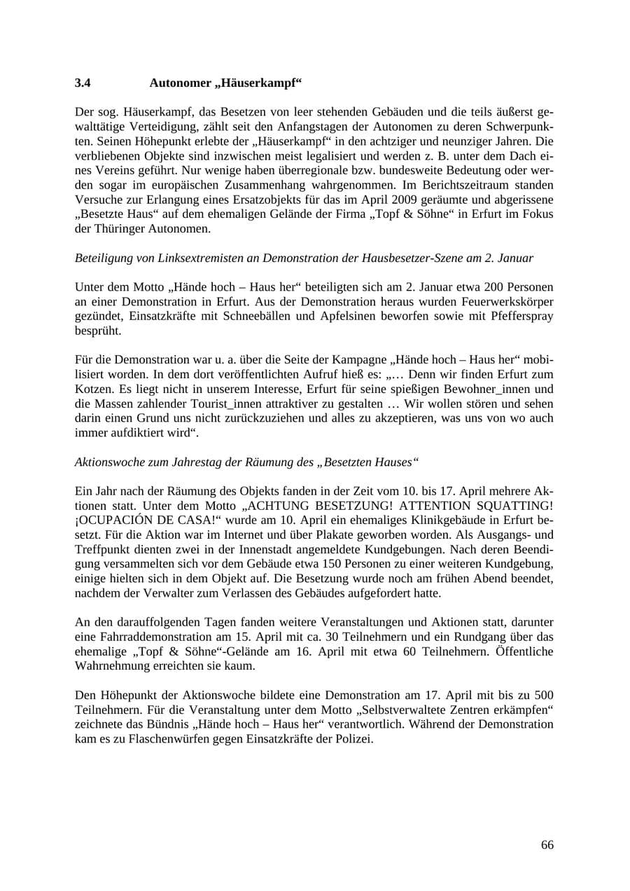 Seite 67 des Verfassungsschutzbericht 2010 Thüringen