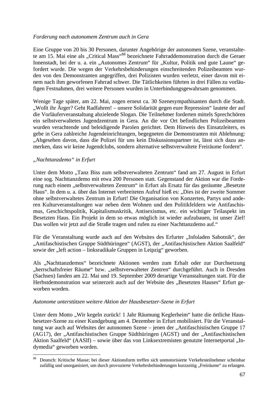 Seite 68 des Verfassungsschutzbericht 2010 Thüringen