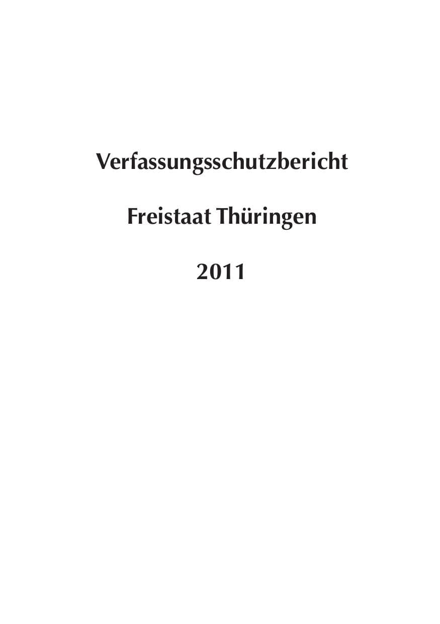 Seite 1 des Verfassungsschutzbericht 2011 Thüringen
