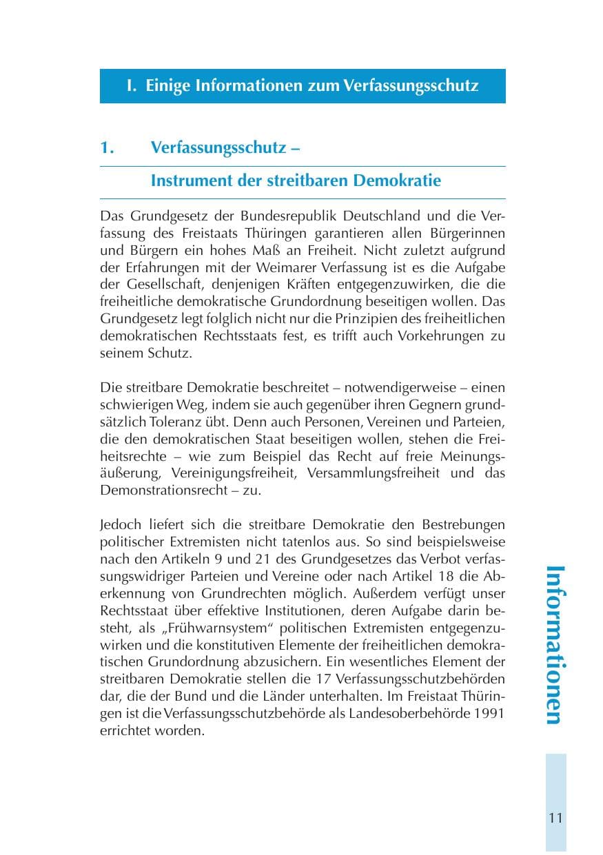 Seite 11 des Verfassungsschutzbericht 2011 Thüringen