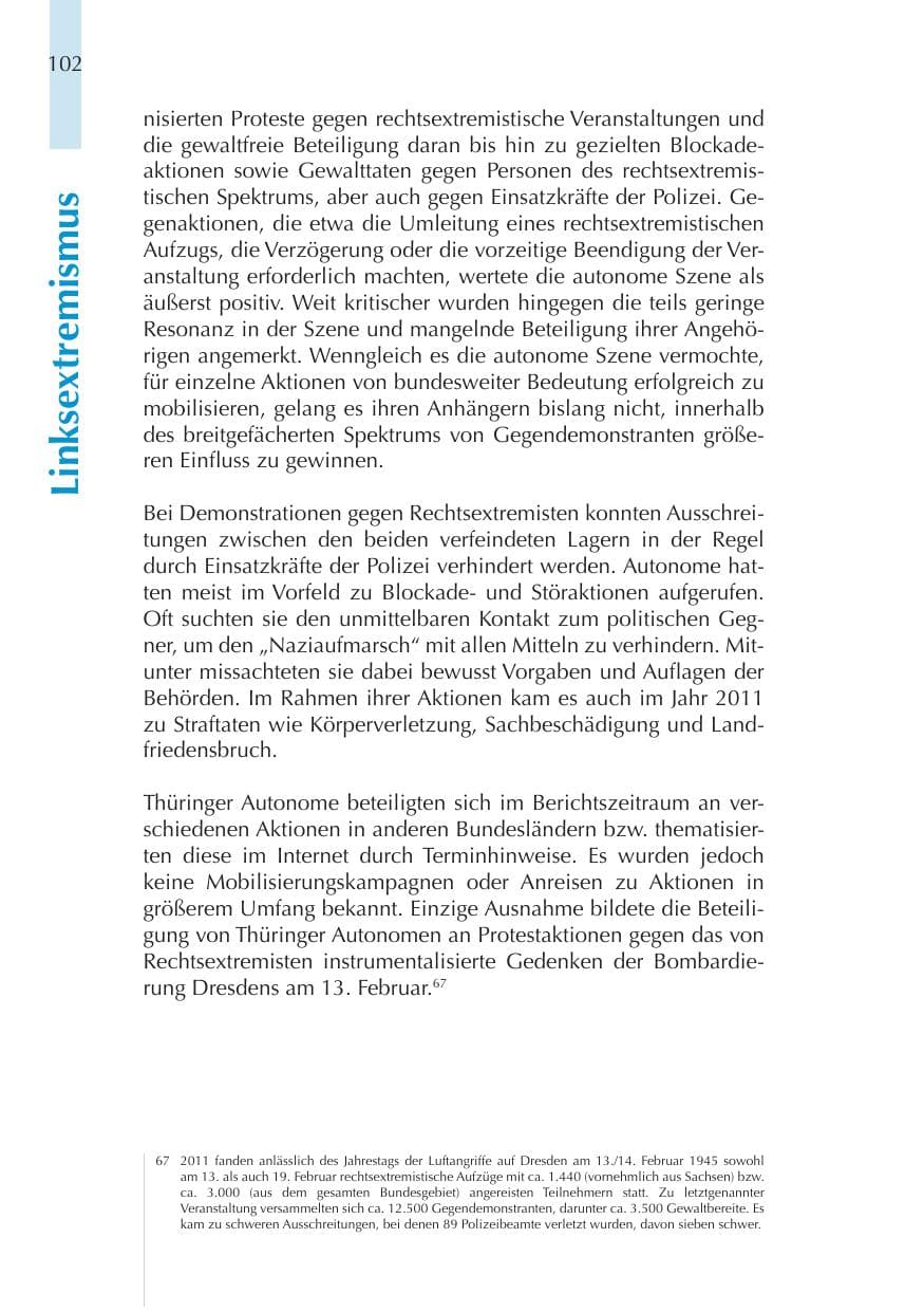 Seite 102 des Verfassungsschutzbericht 2011 Thüringen