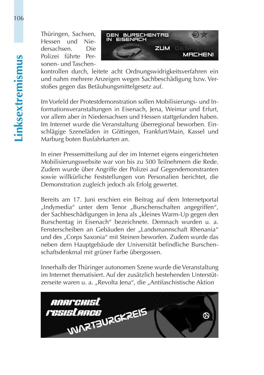 Seite 106 des Verfassungsschutzbericht 2011 Thüringen