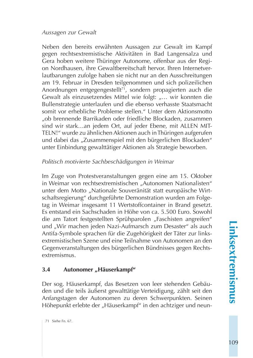 Seite 109 des Verfassungsschutzbericht 2011 Thüringen