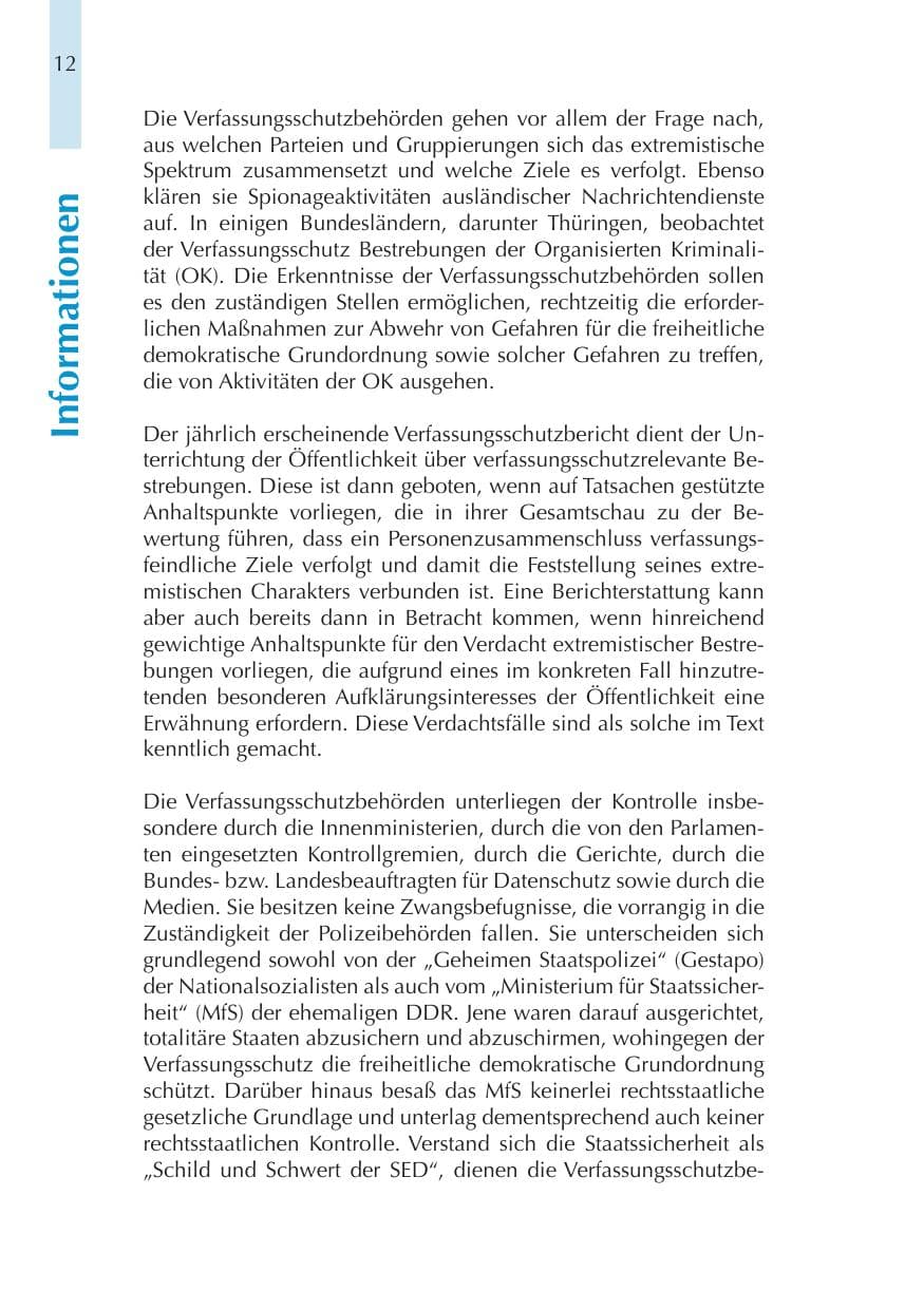 Seite 12 des Verfassungsschutzbericht 2011 Thüringen