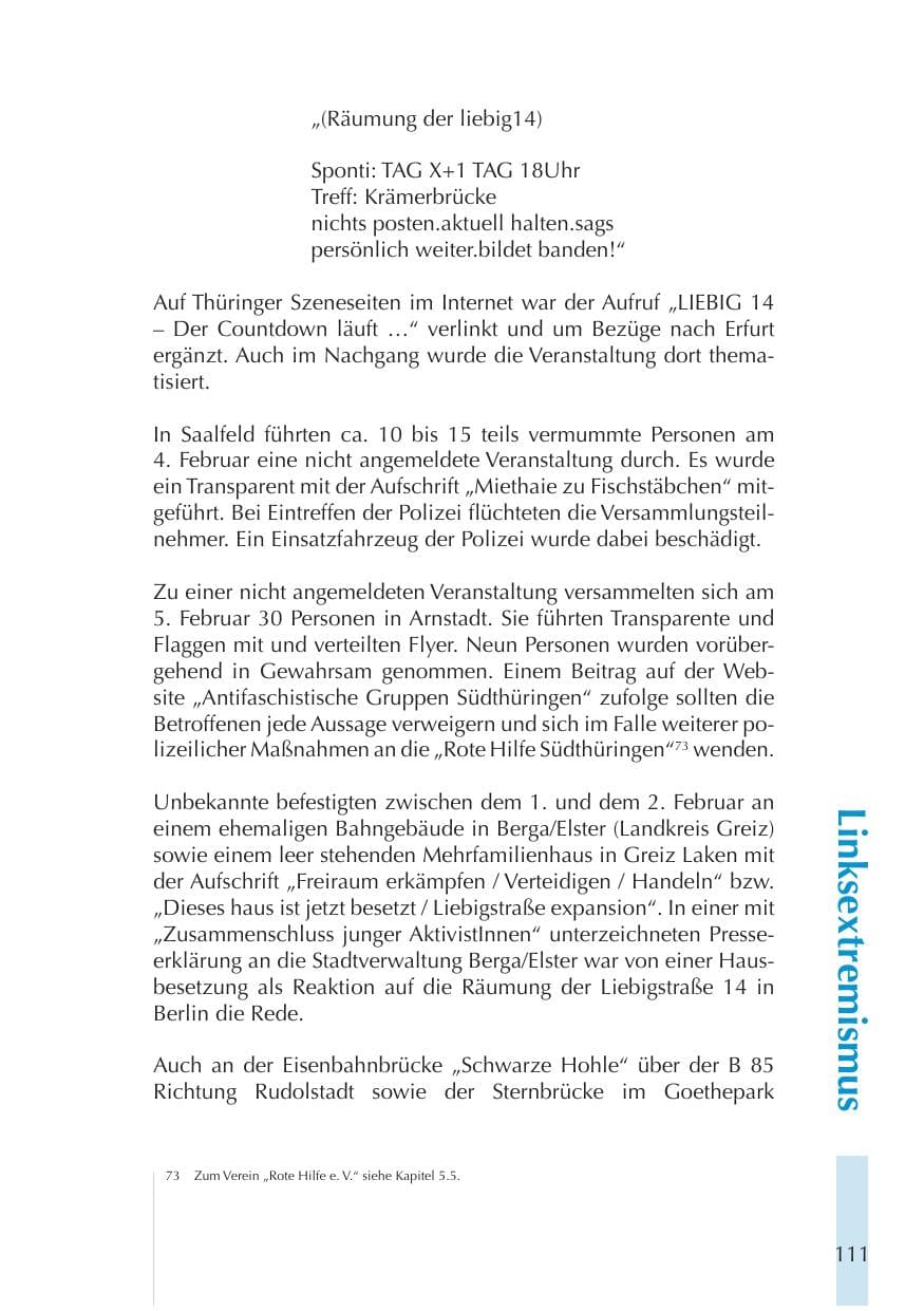 Seite 111 des Verfassungsschutzbericht 2011 Thüringen