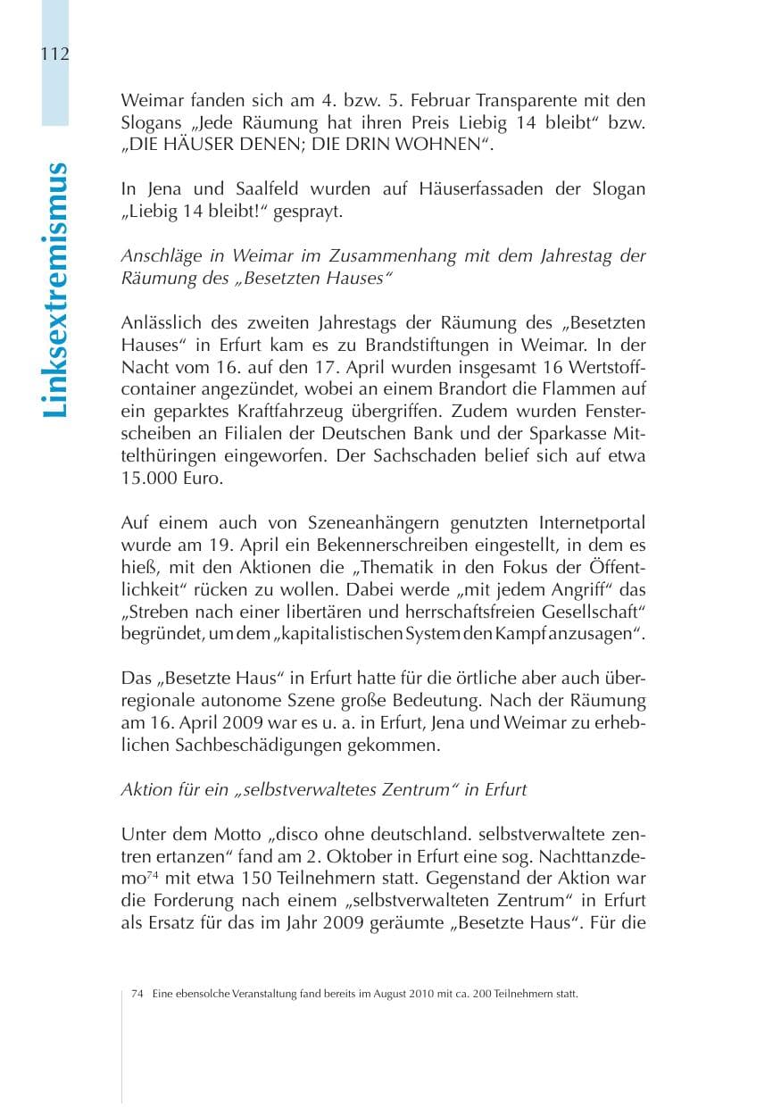 Seite 112 des Verfassungsschutzbericht 2011 Thüringen
