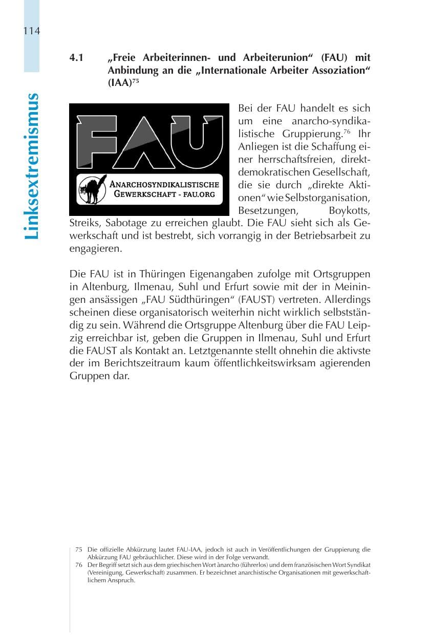 Seite 114 des Verfassungsschutzbericht 2011 Thüringen