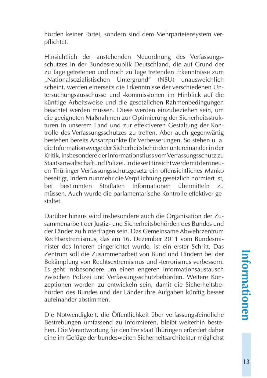 Seite 13 des Verfassungsschutzbericht 2011 Thüringen