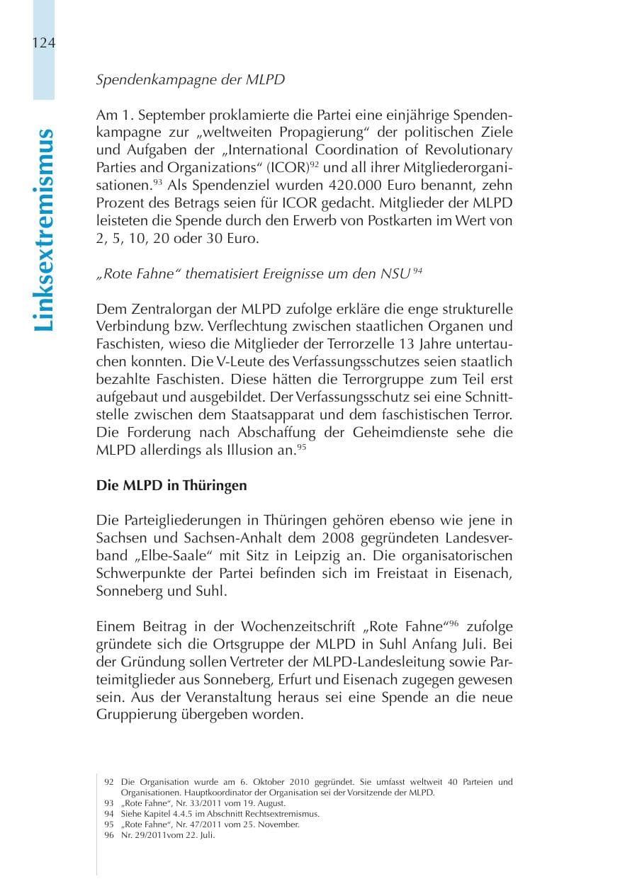 Seite 124 des Verfassungsschutzbericht 2011 Thüringen