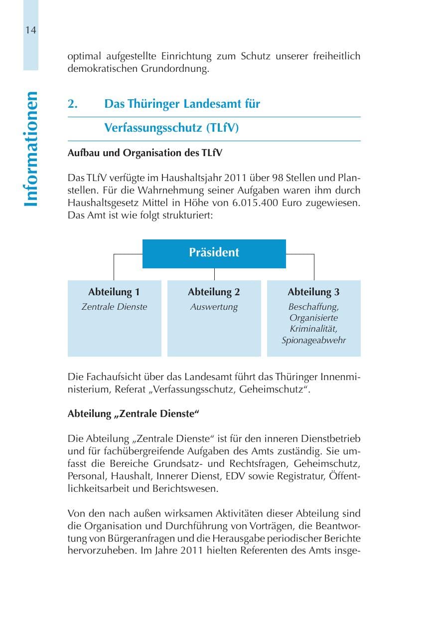 Seite 14 des Verfassungsschutzbericht 2011 Thüringen