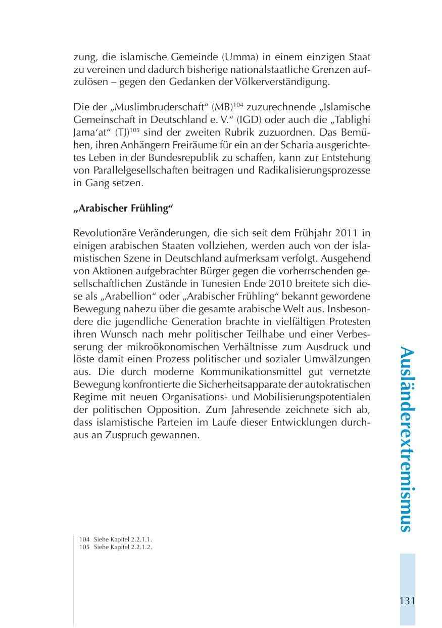 Seite 131 des Verfassungsschutzbericht 2011 Thüringen
