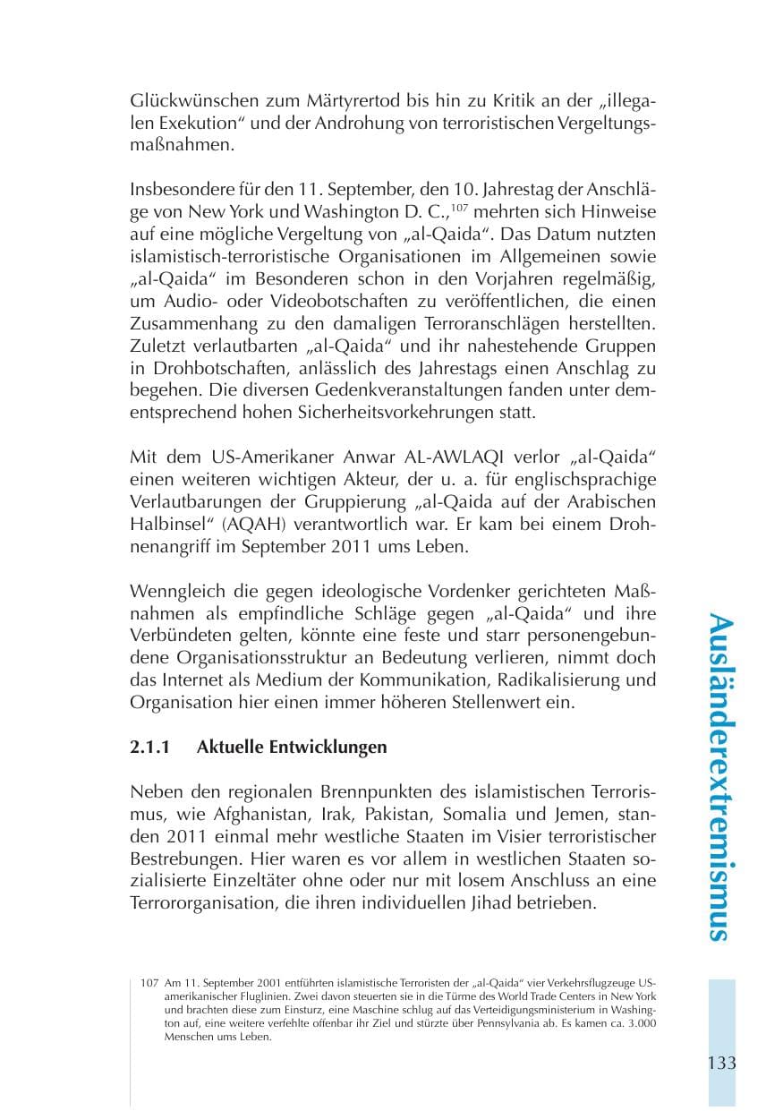 Seite 133 des Verfassungsschutzbericht 2011 Thüringen