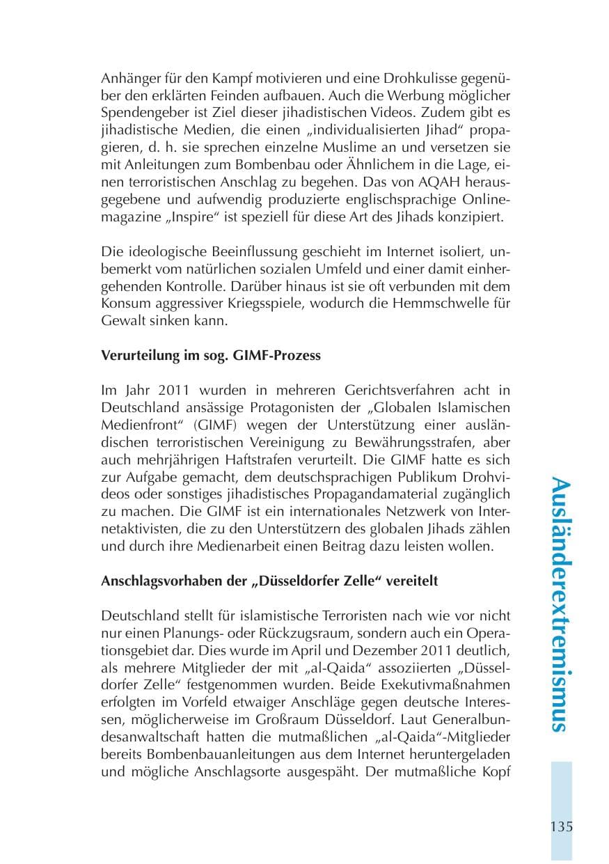 Seite 135 des Verfassungsschutzbericht 2011 Thüringen