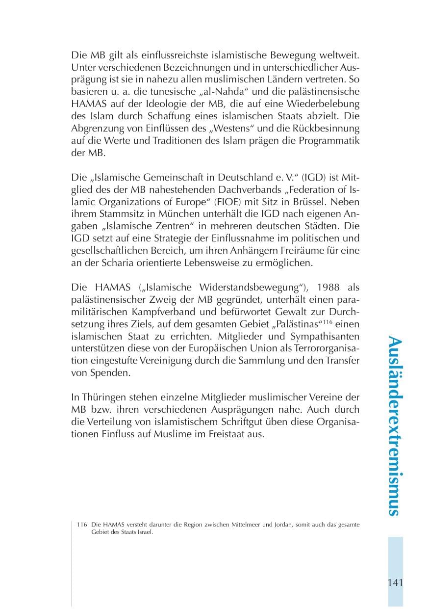 Seite 141 des Verfassungsschutzbericht 2011 Thüringen