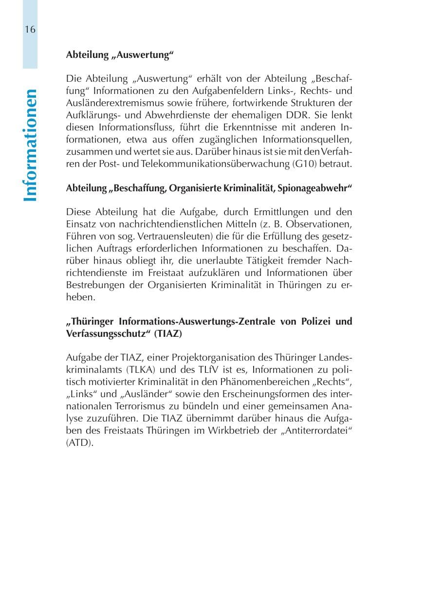 Seite 16 des Verfassungsschutzbericht 2011 Thüringen