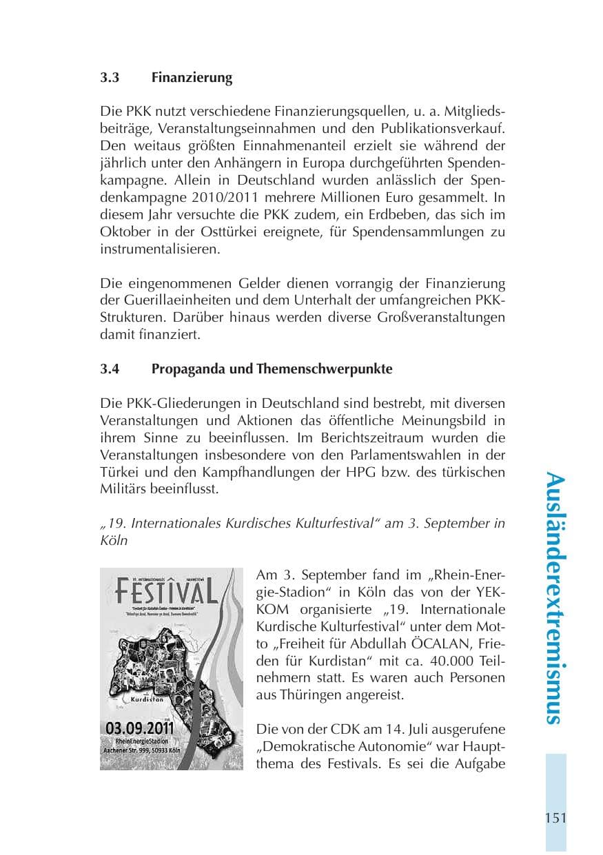 Seite 151 des Verfassungsschutzbericht 2011 Thüringen