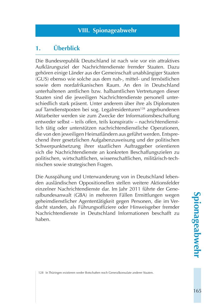 Seite 165 des Verfassungsschutzbericht 2011 Thüringen