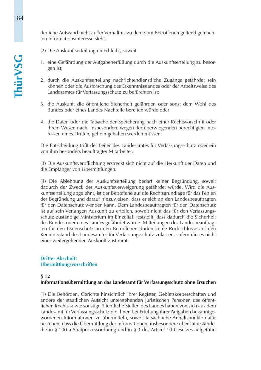 Seite 184 des Verfassungsschutzbericht 2011 Thüringen