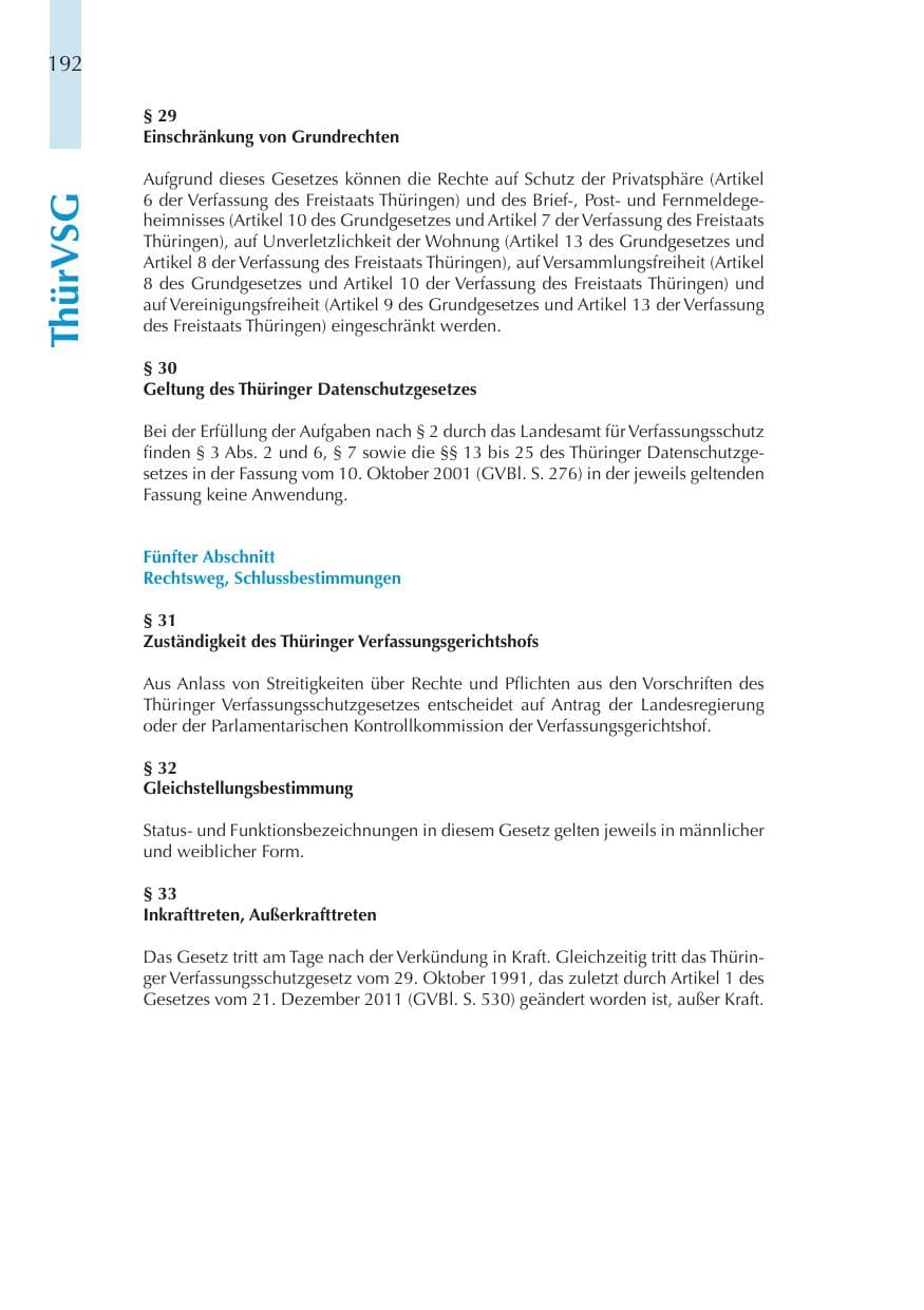 Seite 192 des Verfassungsschutzbericht 2011 Thüringen