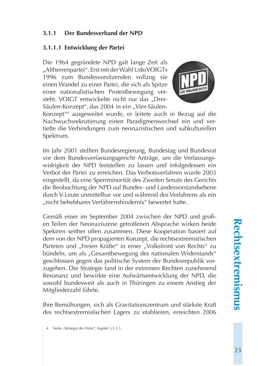 Seite 23 des Verfassungsschutzbericht 2011 Thüringen