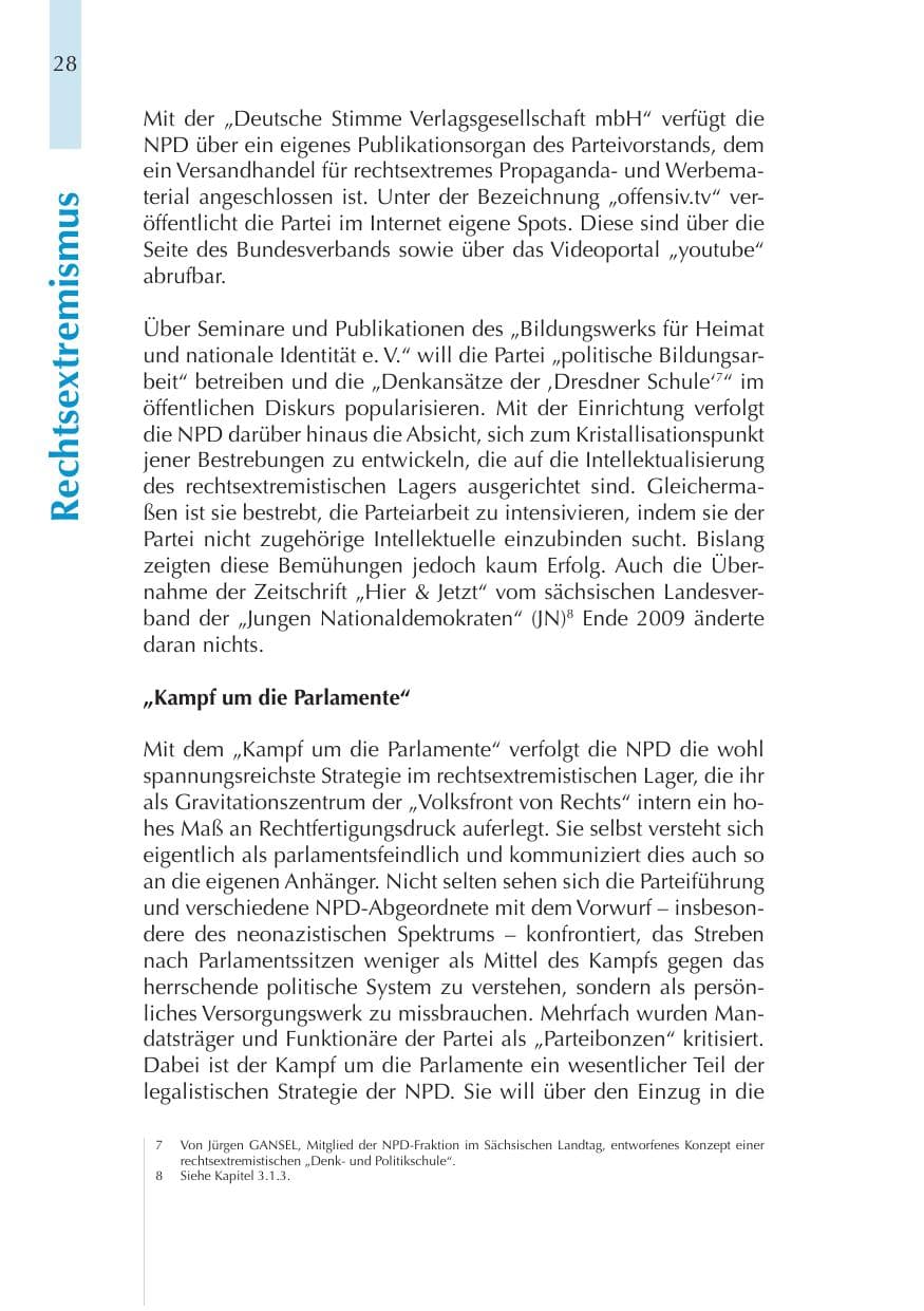 Seite 28 des Verfassungsschutzbericht 2011 Thüringen