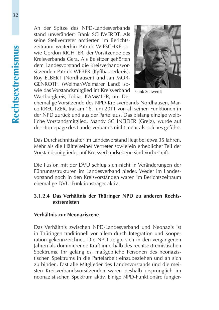 Seite 32 des Verfassungsschutzbericht 2011 Thüringen