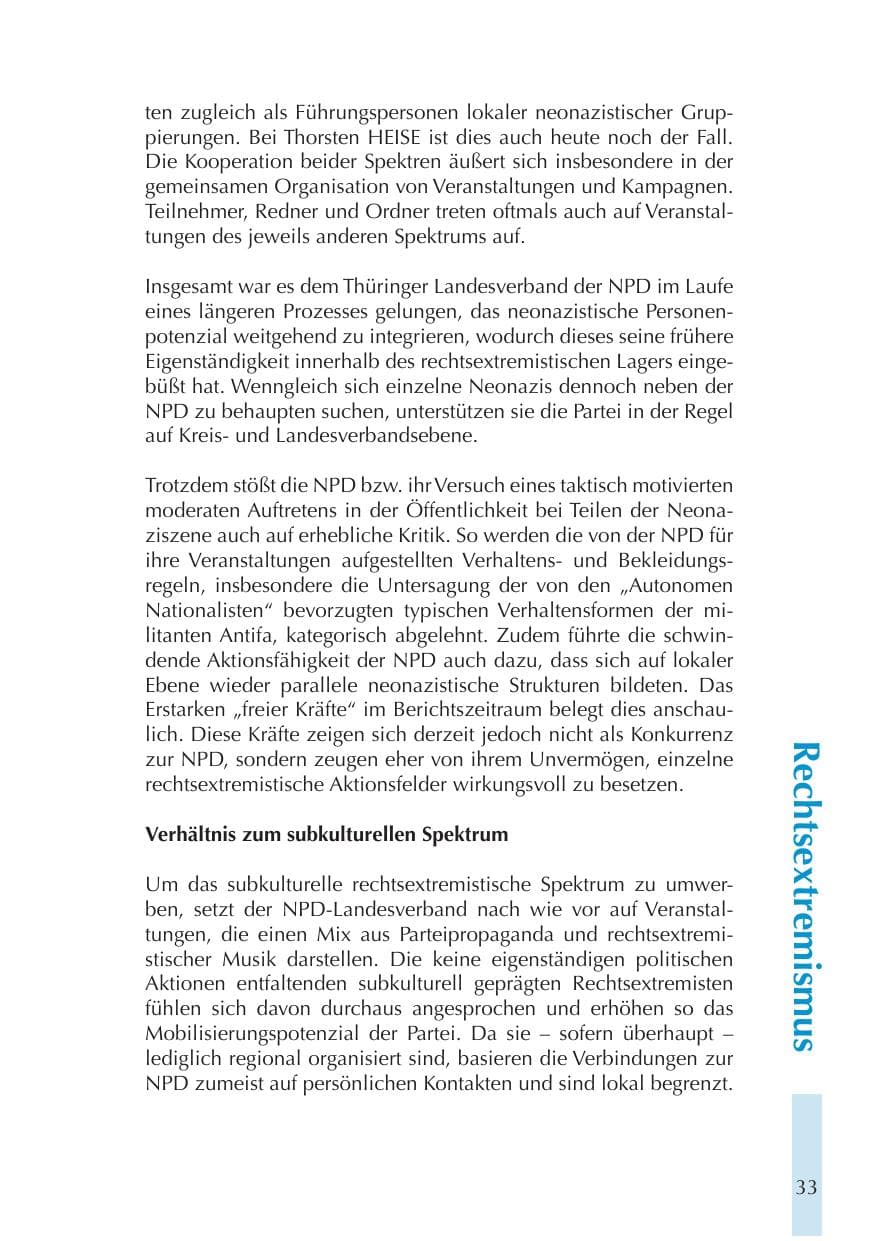 Seite 33 des Verfassungsschutzbericht 2011 Thüringen