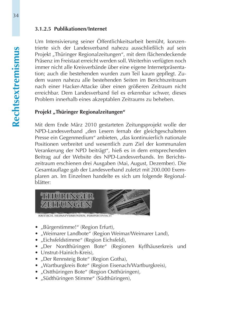 Seite 34 des Verfassungsschutzbericht 2011 Thüringen