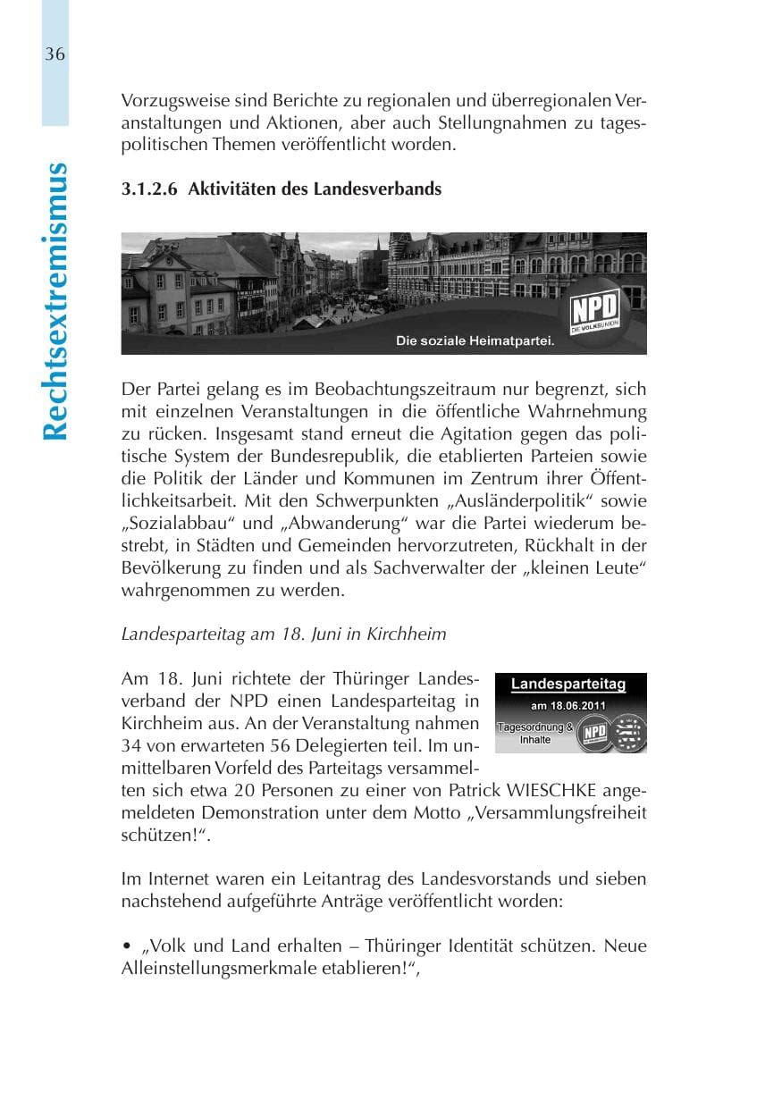 Seite 36 des Verfassungsschutzbericht 2011 Thüringen