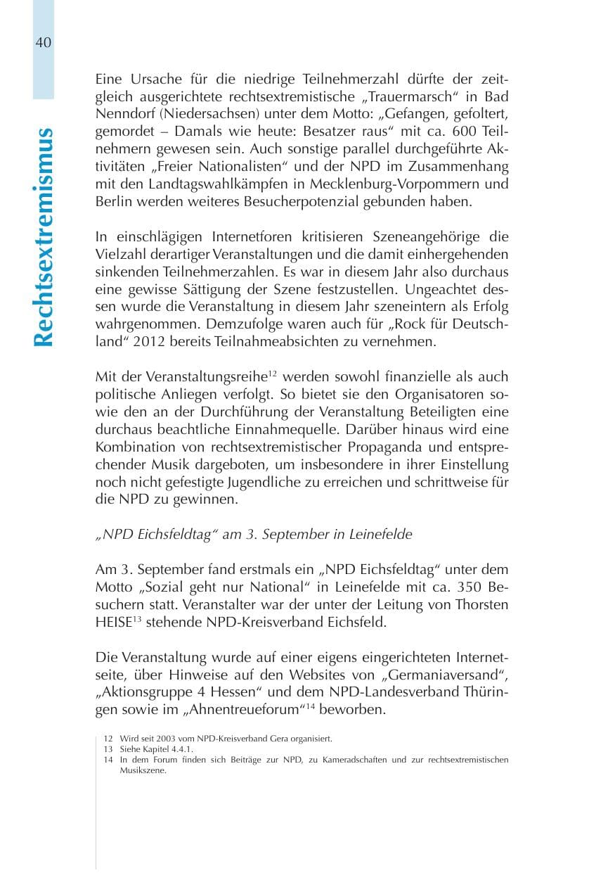 Seite 40 des Verfassungsschutzbericht 2011 Thüringen