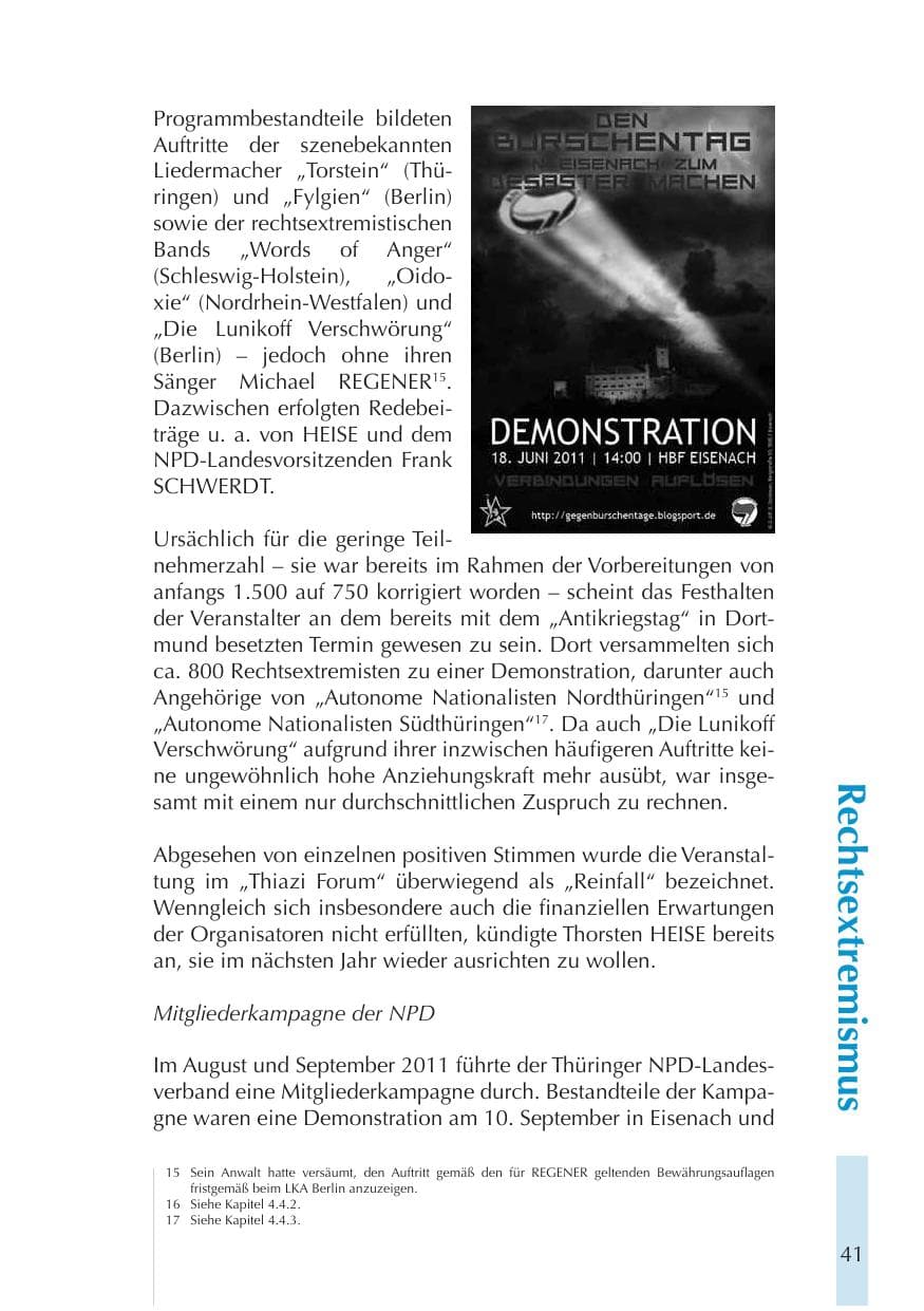 Seite 41 des Verfassungsschutzbericht 2011 Thüringen