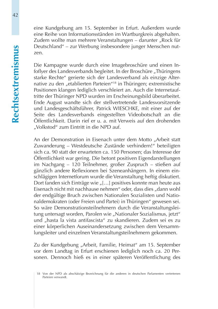 Seite 42 des Verfassungsschutzbericht 2011 Thüringen