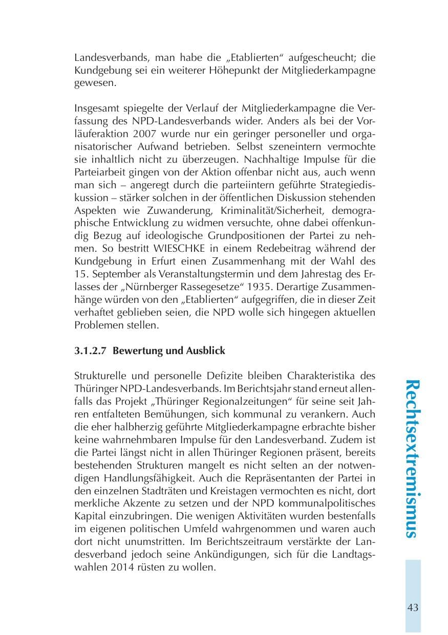Seite 43 des Verfassungsschutzbericht 2011 Thüringen