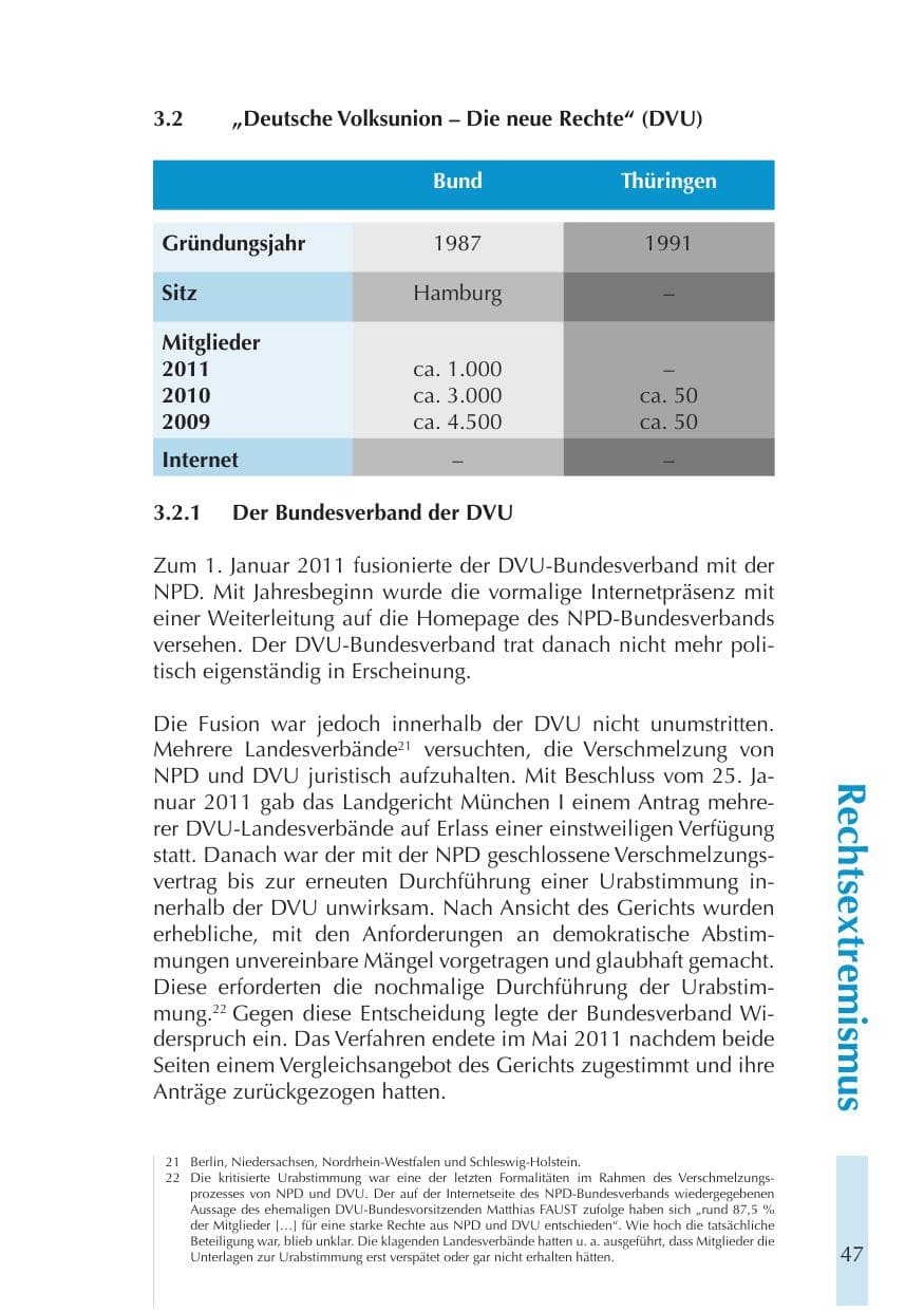 Seite 47 des Verfassungsschutzbericht 2011 Thüringen