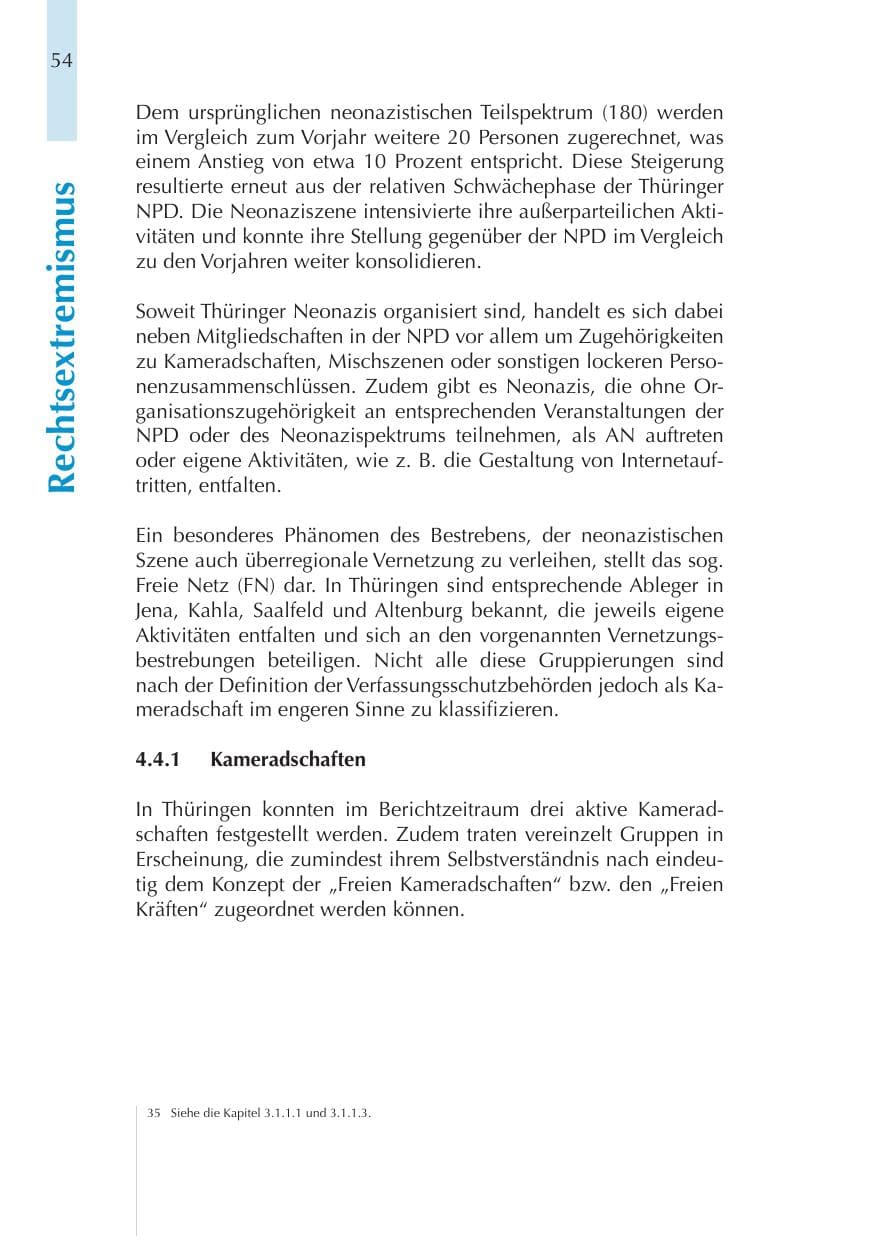 Seite 54 des Verfassungsschutzbericht 2011 Thüringen